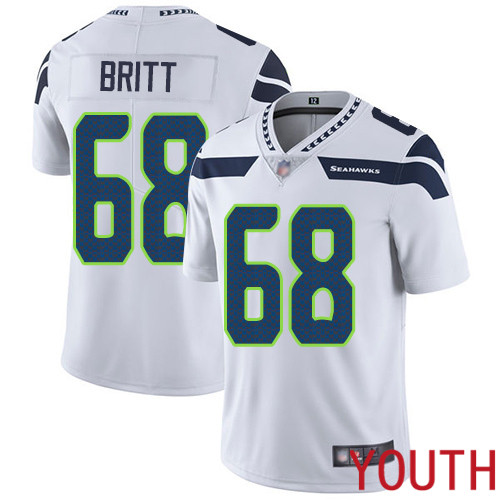 Seattle Seahawks Limited White Youth Justin Britt Road Jersey NFL Football #68 Vapor Untouchable->youth nfl jersey->Youth Jersey